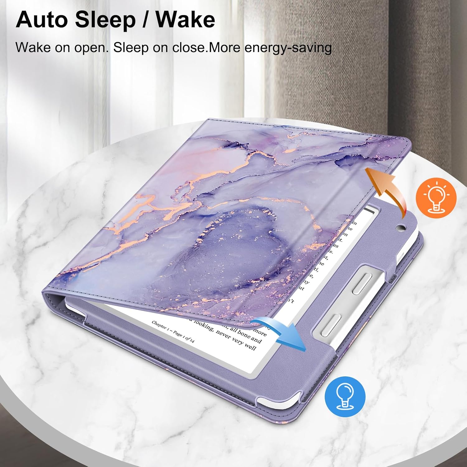 ESTUCHE FINTIE PARA KOBO LIBRA COLOUR 7' Y KOBO LIBRA 2 MORADO MÁRMOL - 3