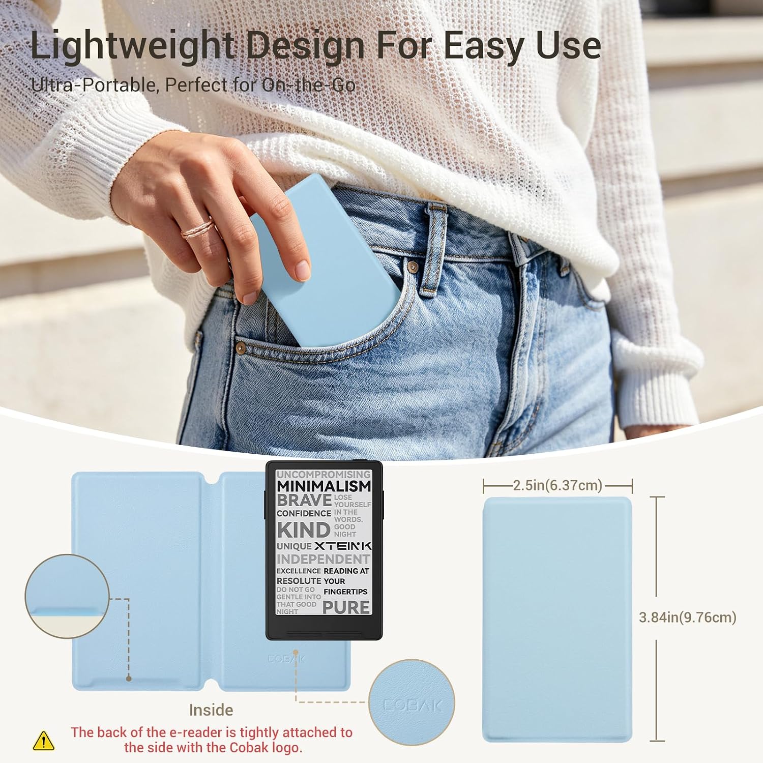ESTUCHE COBAK MAGNETIC PARA LECTOR EBOOK XTEINK X3 3.7' AZUL CIELO - 3