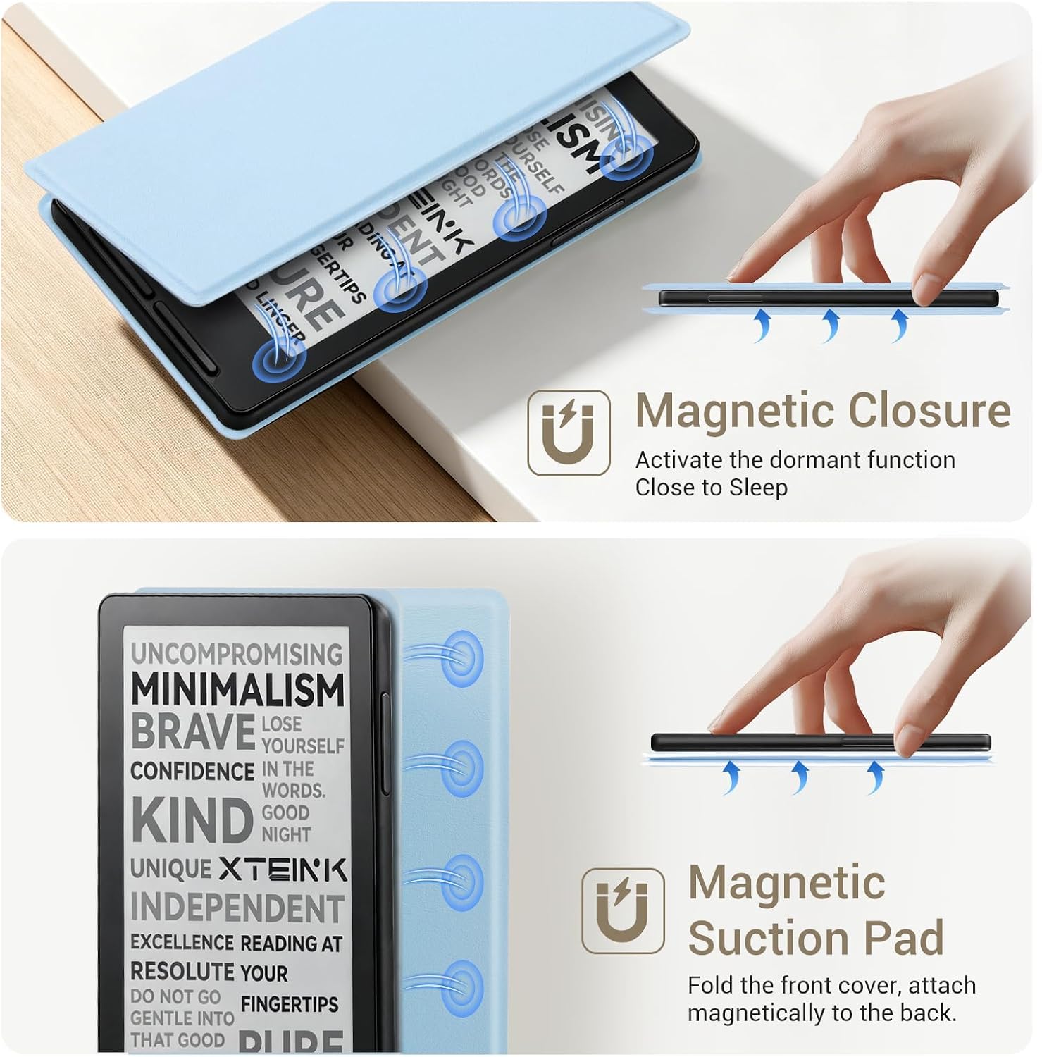 ESTUCHE COBAK MAGNETIC PARA LECTOR EBOOK XTEINK X3 3.7' AZUL CIELO - 5