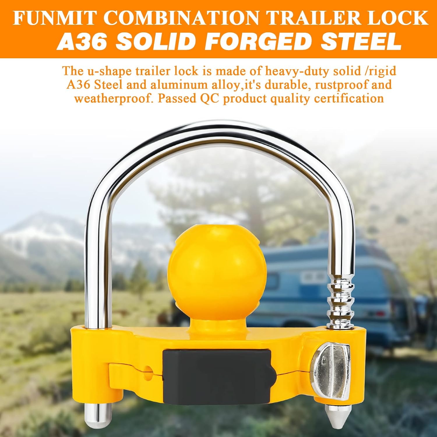 CANDADO PARA ENGANCHE FUNMIT CON COMBINACIÓN UNIVERSAL AMARILLO - 5