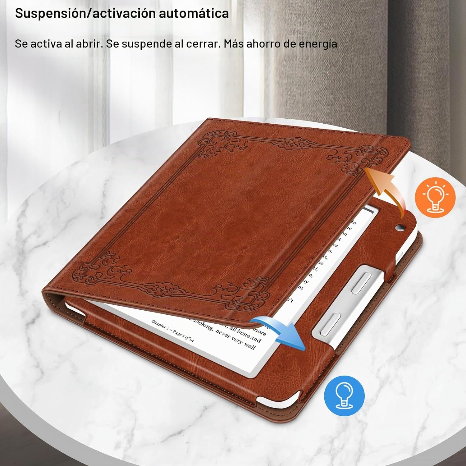 ESTUCHE FINTIE PARA KOBO LIBRA COLOUR Y LIBRA 2 7' MARRÓN VINTAGE - 3