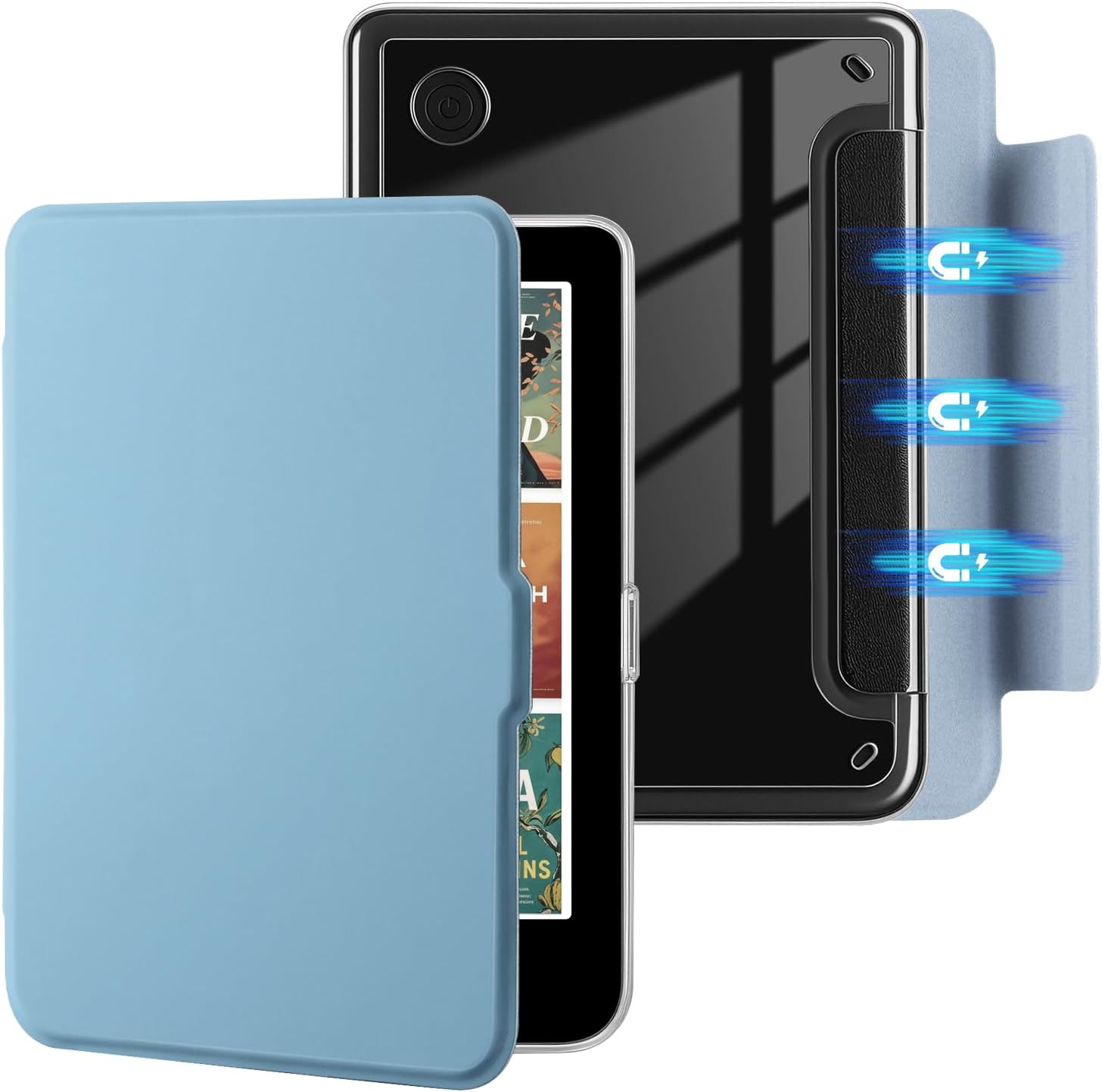 ESTUCHE E NET-CASE PARA KOBO CLARA COLOUR 6' (2024) CON TAPA MAGNÉTICA DESMONTABLE AZUL CIELO - 1