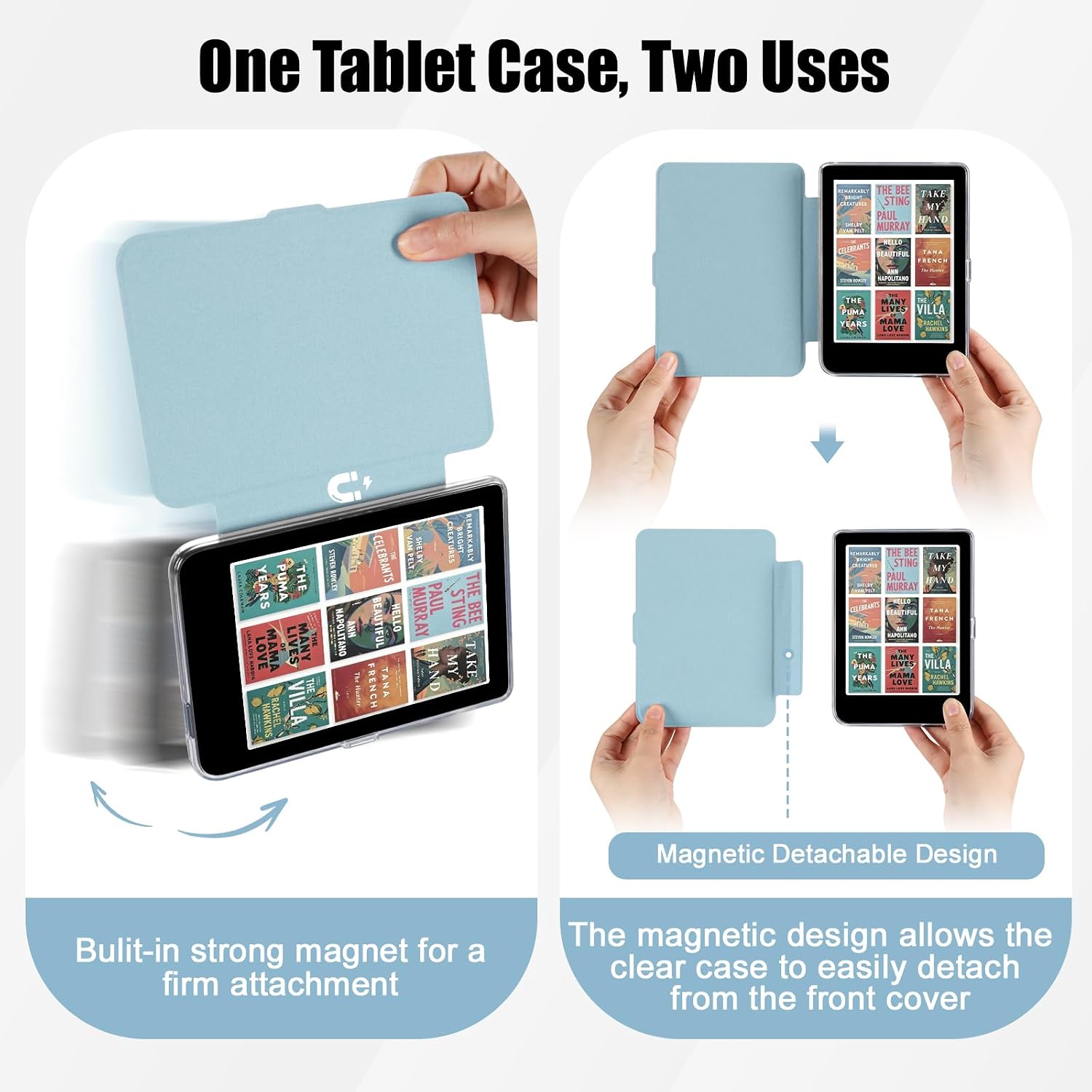 ESTUCHE E NET-CASE PARA KOBO CLARA COLOUR 6' (2024) CON TAPA MAGNÉTICA DESMONTABLE AZUL CIELO - 3