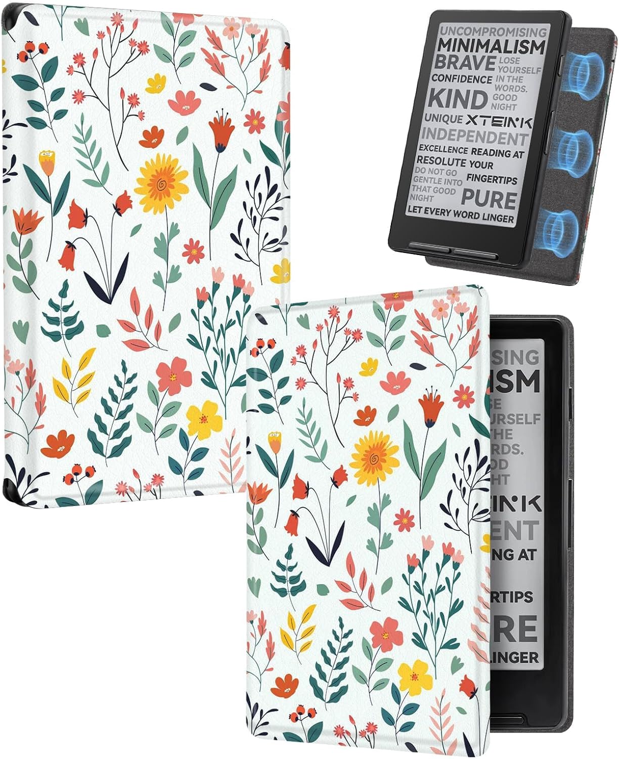 ESTUCHE COBAK MAGNETIC PARA LECTOR EBOOK XTEINK X3 3.7' PU LEATHER FLORES MAR - 3