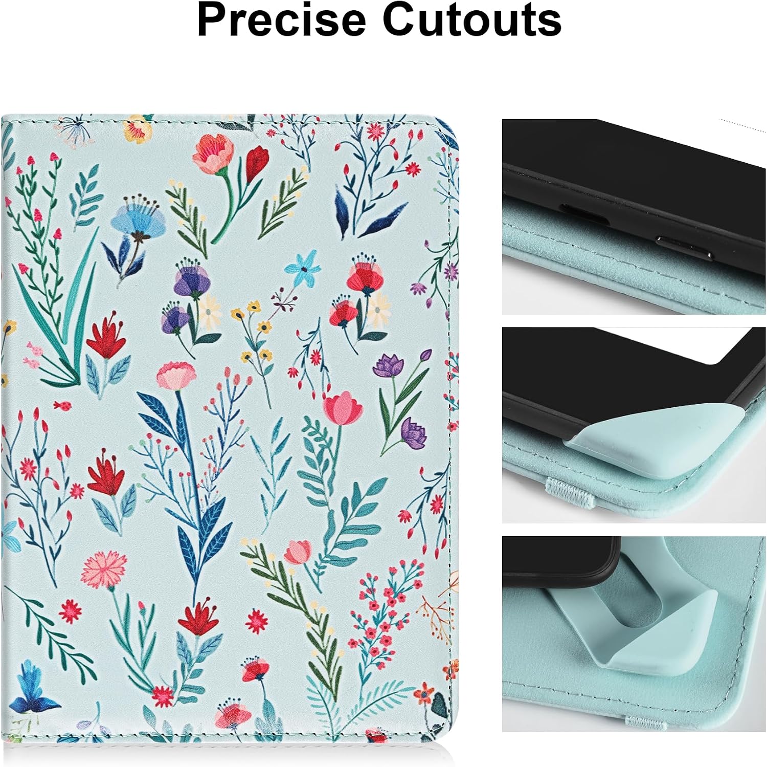 ESTUCHE UNIVERSAL PARA EREADER 6 PULGADAS HOYIXI FLORES AZULES - 4
