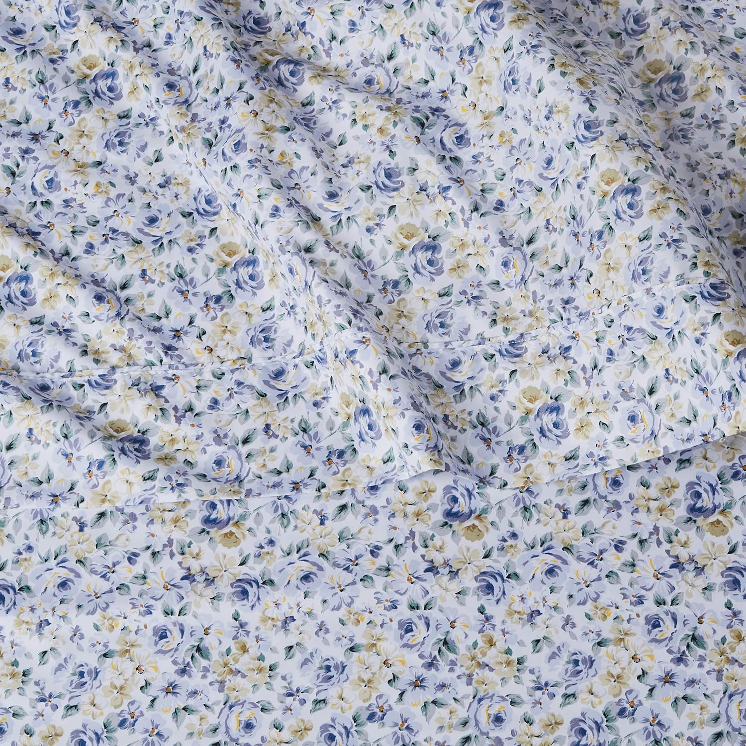 JUEGO DE SÁBANAS AMAZON BASICS MICROFIBRA 3 PIEZAS 1 PLAZA AZUL FLORAL - 4