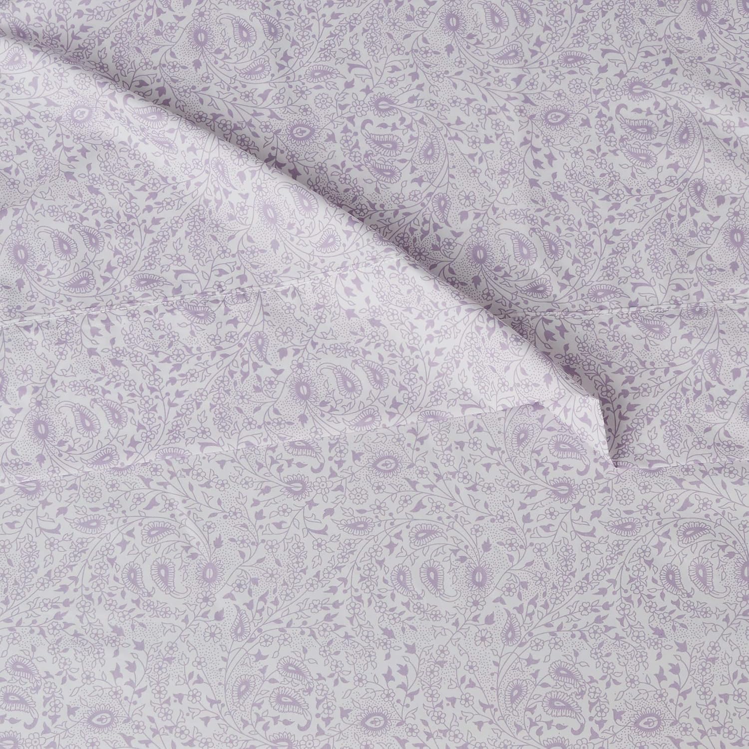 JUEGO DE SÁBANAS AMAZON BASICS MICROFIBRA 3 PIEZAS TWIN LAVANDA PAISLEY - 4