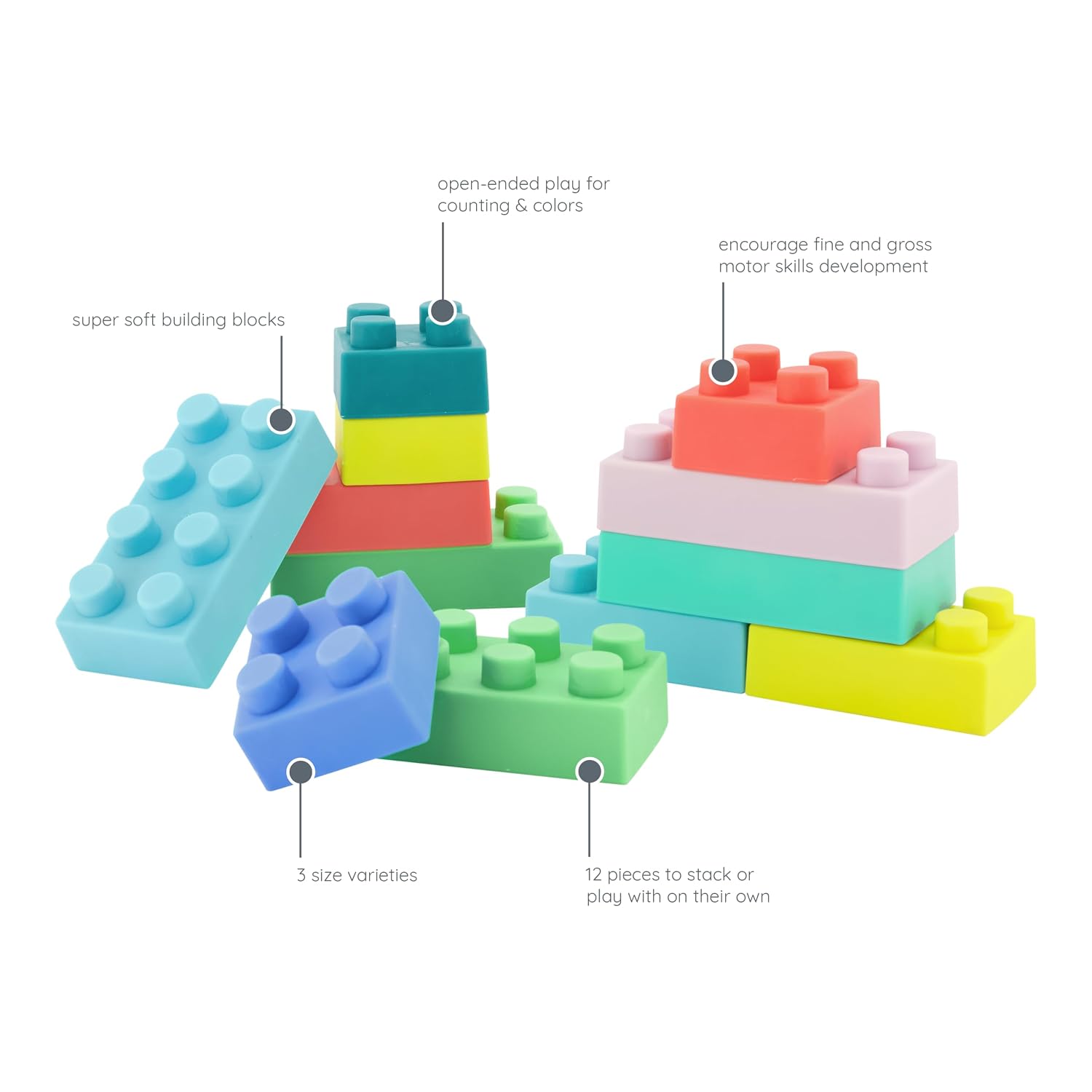 BLOQUES DE CONSTRUCCIÓN INFANTINO SUPER SOFT 12 PIEZAS - 4