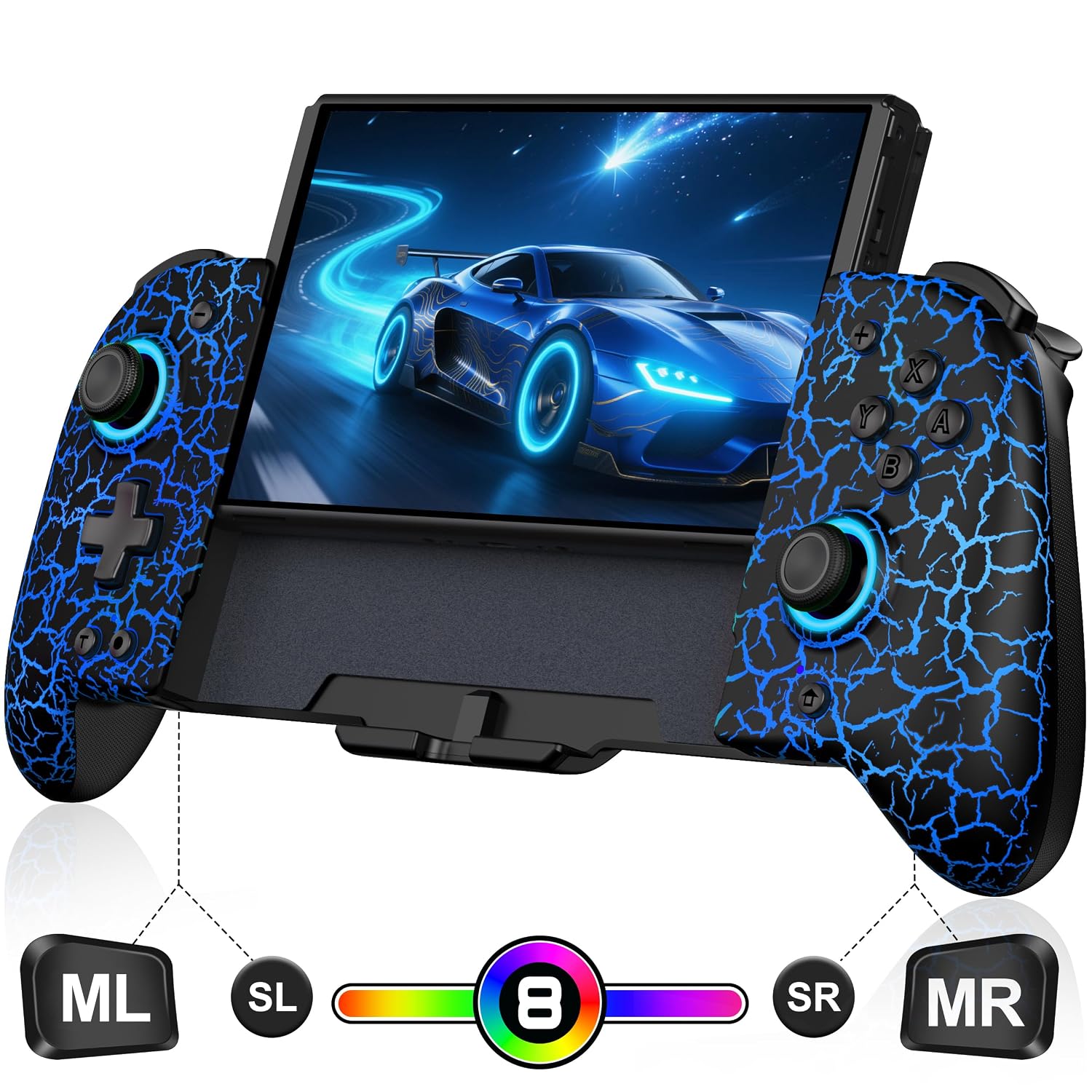 CONTROL INALÁMBRICO SPICAN PARA NINTENDO SWITCH PATRÓN NEGRO CRAQUELADO - 1