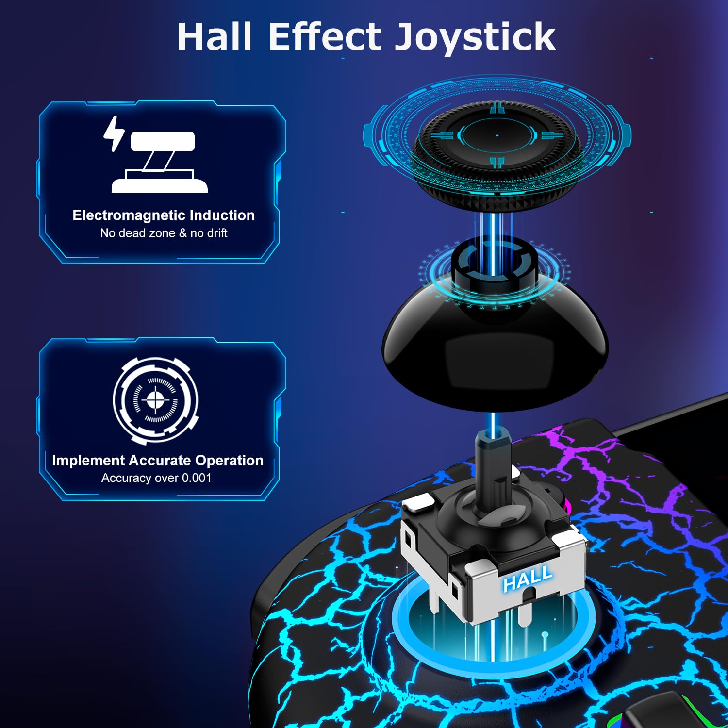 CONTROL INALÁMBRICO SPICAN PARA NINTENDO SWITCH PATRÓN NEGRO CRAQUELADO - 3