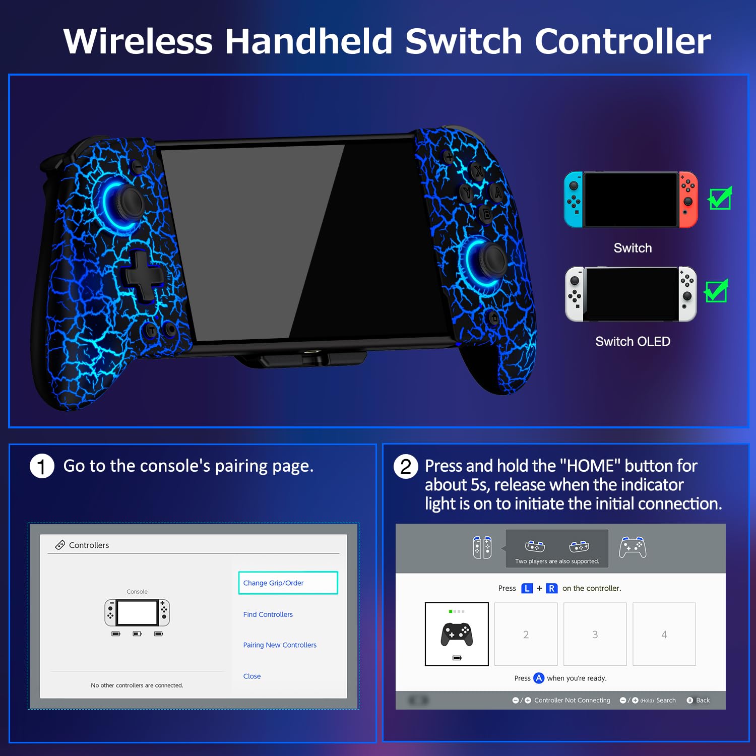 CONTROL INALÁMBRICO SPICAN PARA NINTENDO SWITCH PATRÓN NEGRO CRAQUELADO - 4