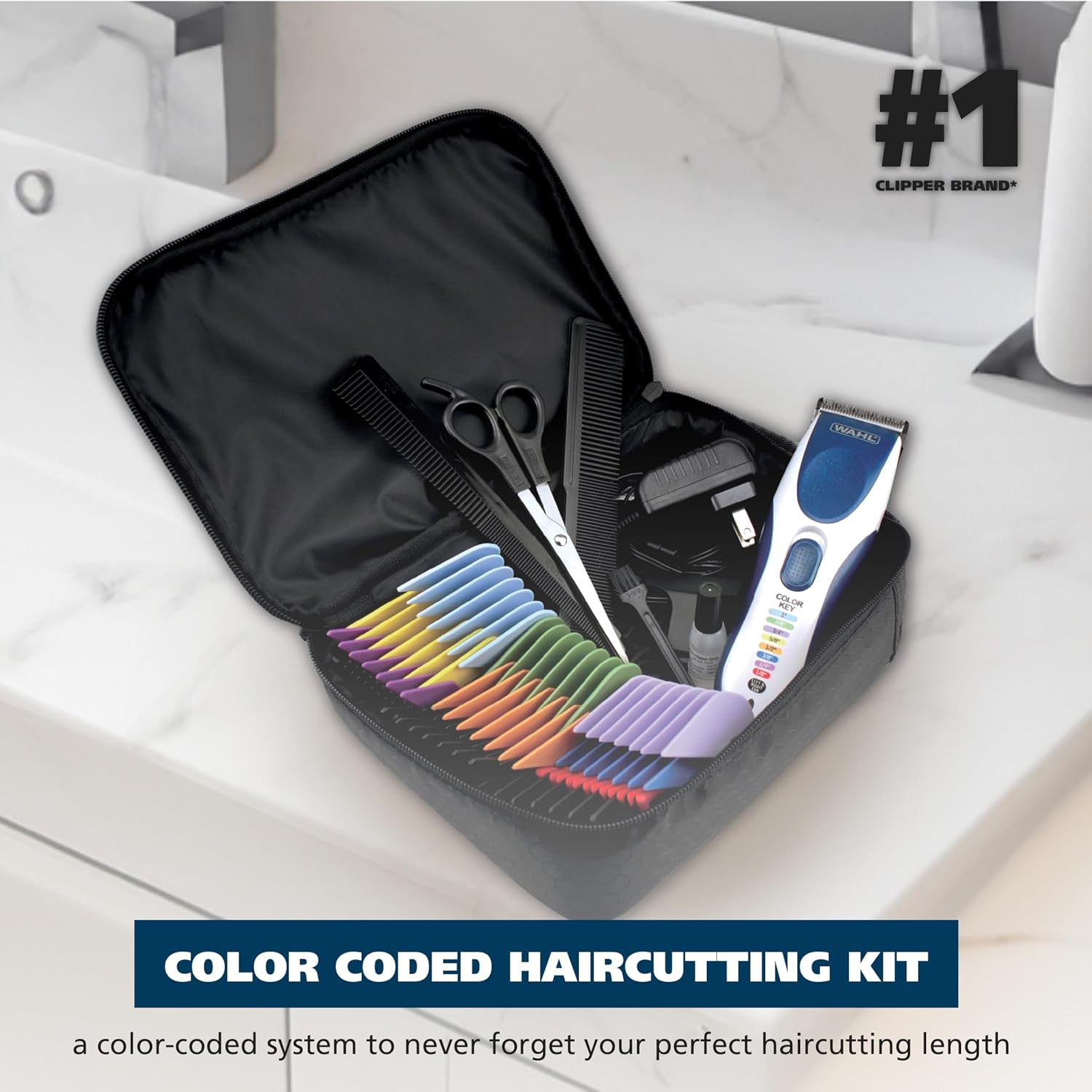 MÁQUINA DE CORTAR CABELLO INALÁMBRICA WAHL COLOR PRO RECARGABLE CON PEINES DE COLORES - 2
