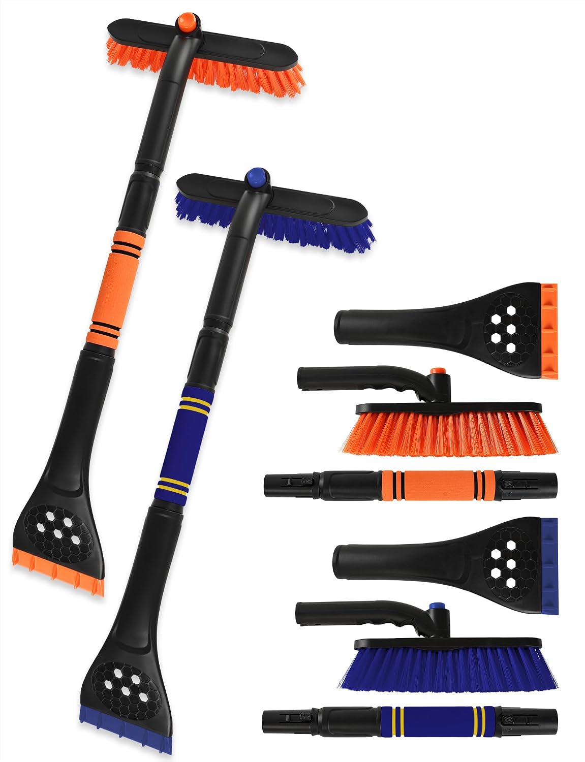 RASCADOR DE HIELO BFONS 34 PULGADAS CON CEPILLO PIVOTANTE AZUL Y NARANJA - 1
