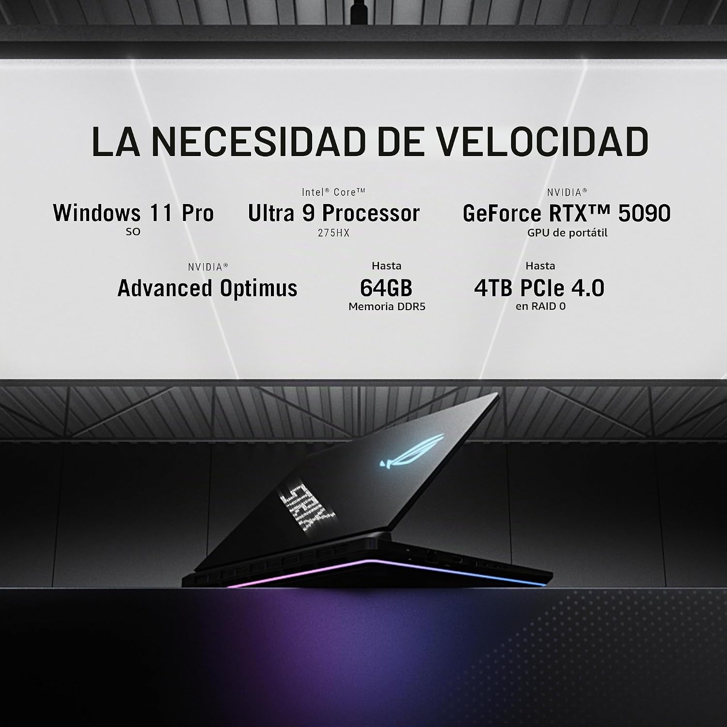 LAPTOP GAMING ASUS ROG STRIX SCAR 18 2025 18' ROG NEBULA HDR 2.5K 240HZ INTEL CORE ULTRA 9 275HX 32GB 2TB RTX 5080 - 4