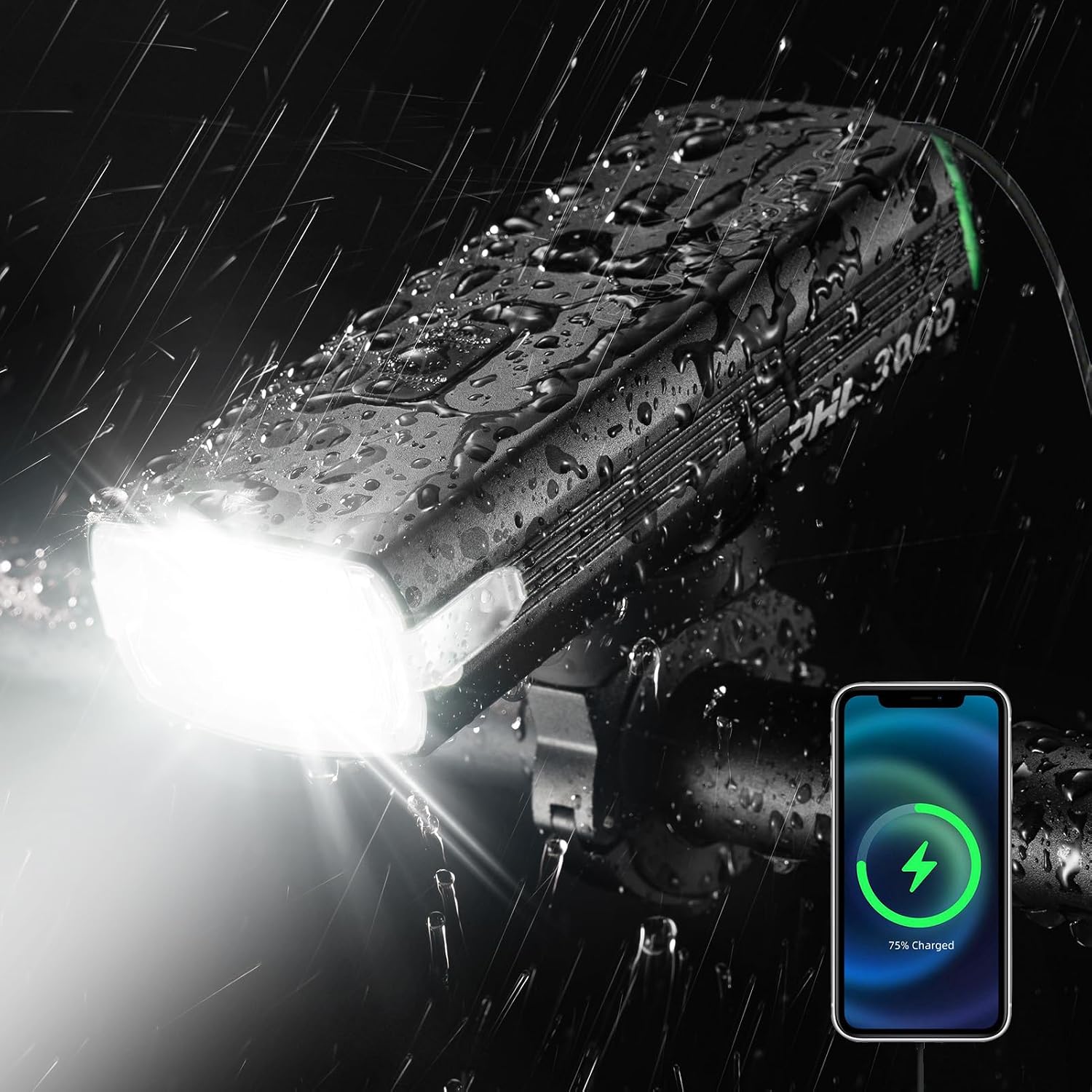 LUZ PARA BICICLETA ROCKBROS 3000 LÚMENES RECARGABLE USB-C - 1
