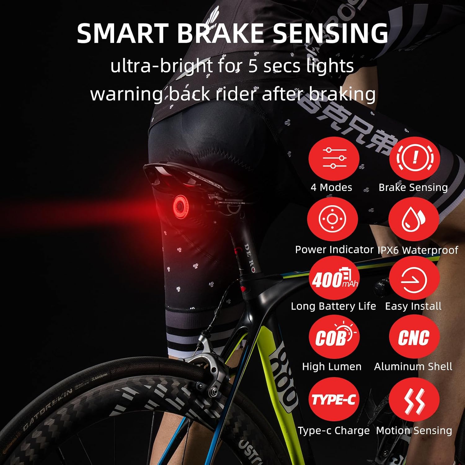 LUZ TRASERA PARA BICICLETA ROCKBROS Q5 DUAL BRACKET MOUNT - 2