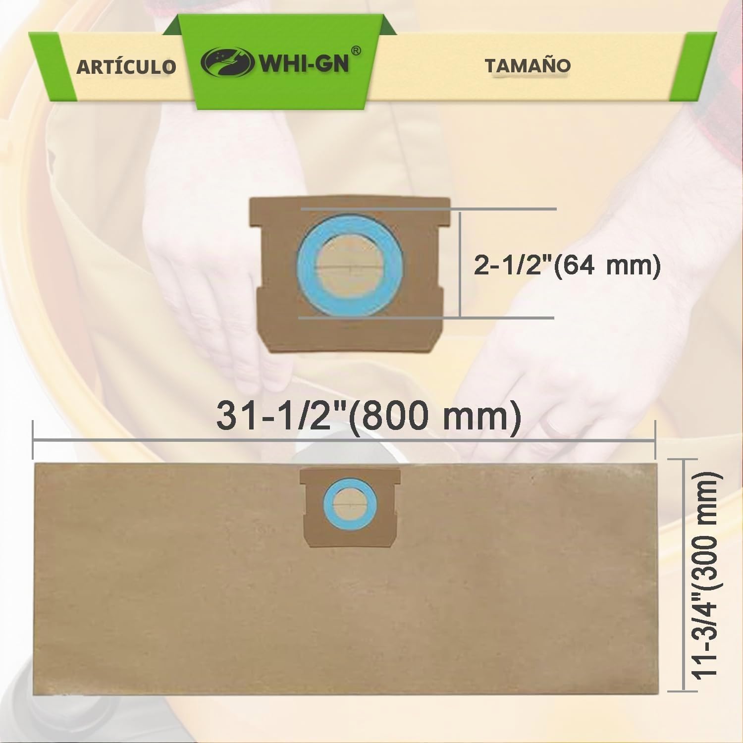 BOLSAS PARA ASPIRADORA WHI-GN DXVA19-4104 PARA DEWALT 5-8 GALONES 15 UNIDADES - 2