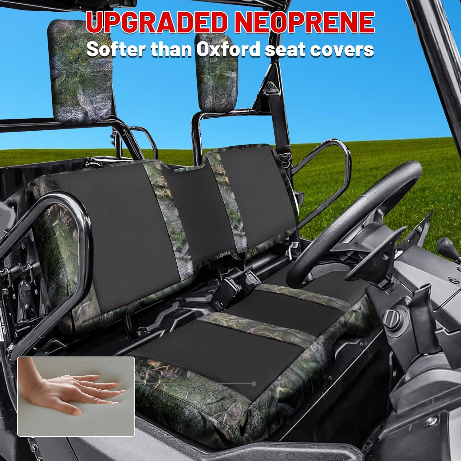 FUNDA PARA ASIENTO STARKNIGHTMT COMPATIBLE CON PIONEER 700 700-4 2014-2025 CAMUFLAJE NEGRO - 2