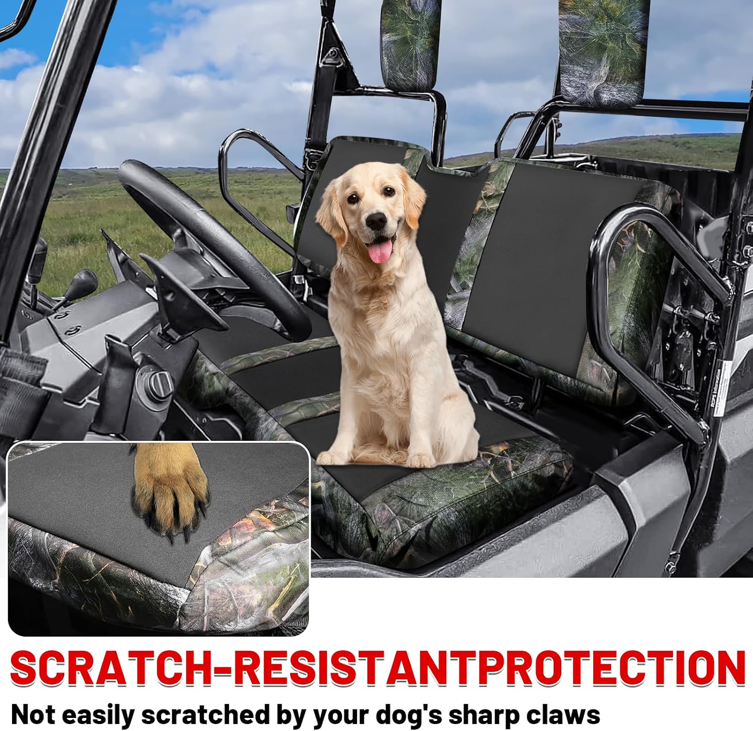 FUNDA PARA ASIENTO STARKNIGHTMT COMPATIBLE CON PIONEER 700 700-4 2014-2025 CAMUFLAJE NEGRO - 4