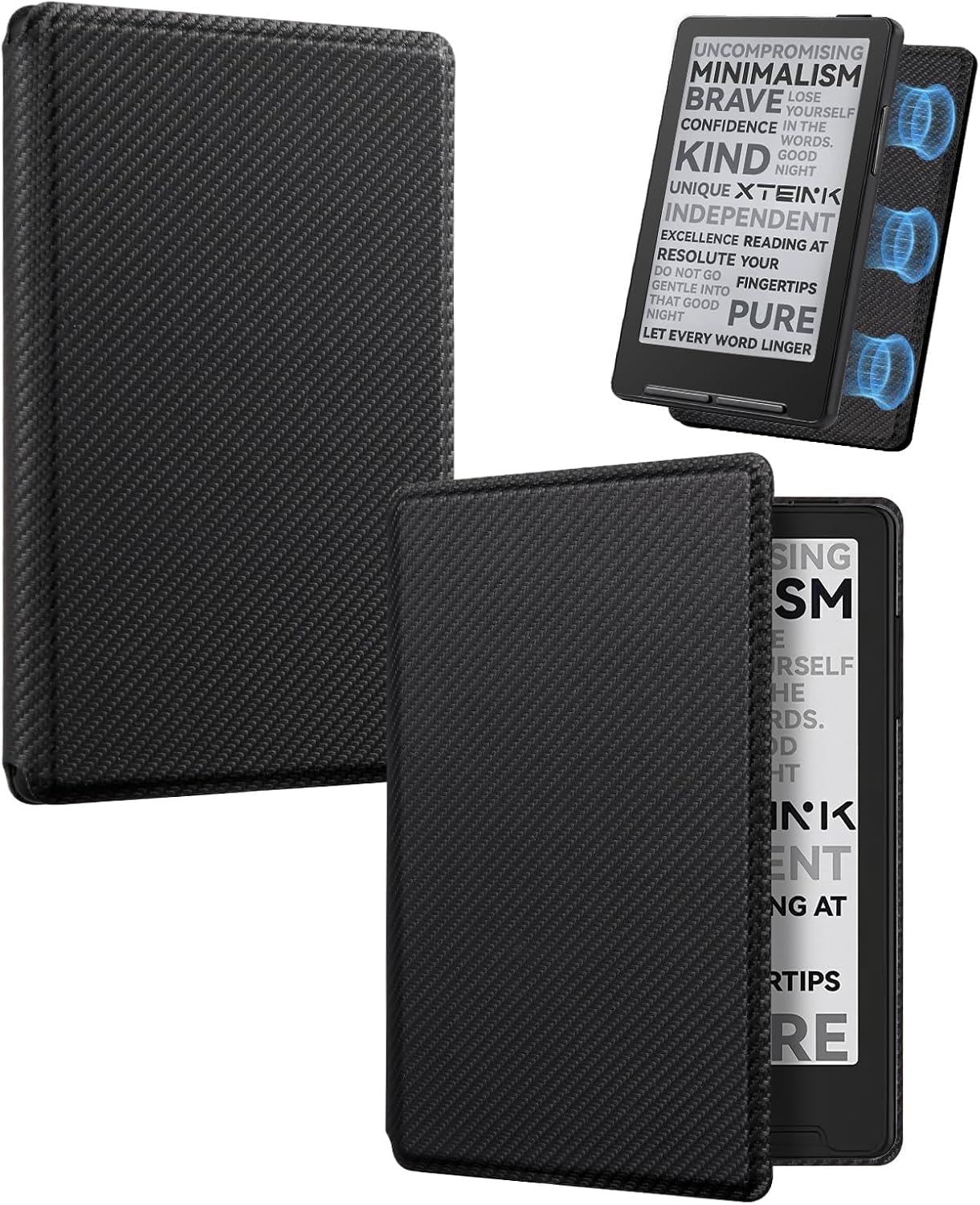 ESTUCHE COBAK MAGNETIC PARA LECTOR XTEINK X3 3.7' PU CUERO FIBRA DE CARBONO NEGRO - 1