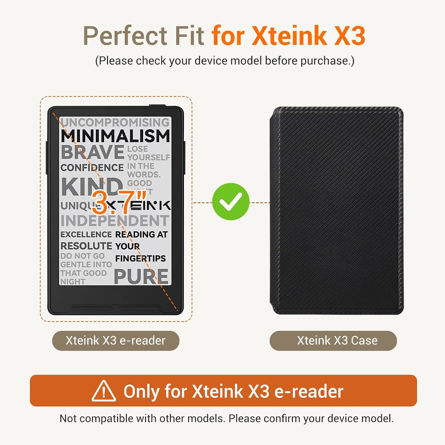 ESTUCHE COBAK MAGNETIC PARA LECTOR XTEINK X3 3.7' PU CUERO FIBRA DE CARBONO NEGRO - 2