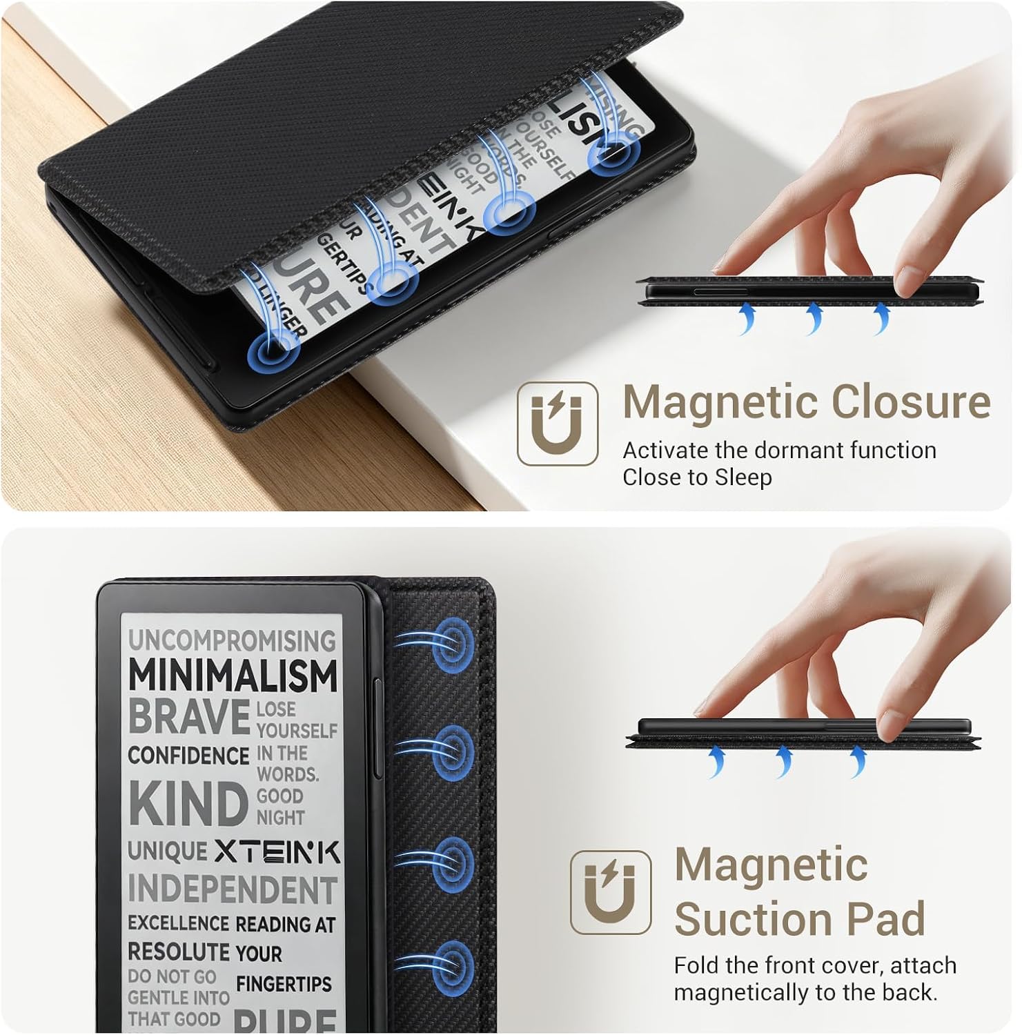 ESTUCHE COBAK MAGNETIC PARA LECTOR XTEINK X3 3.7' PU CUERO FIBRA DE CARBONO NEGRO - 5