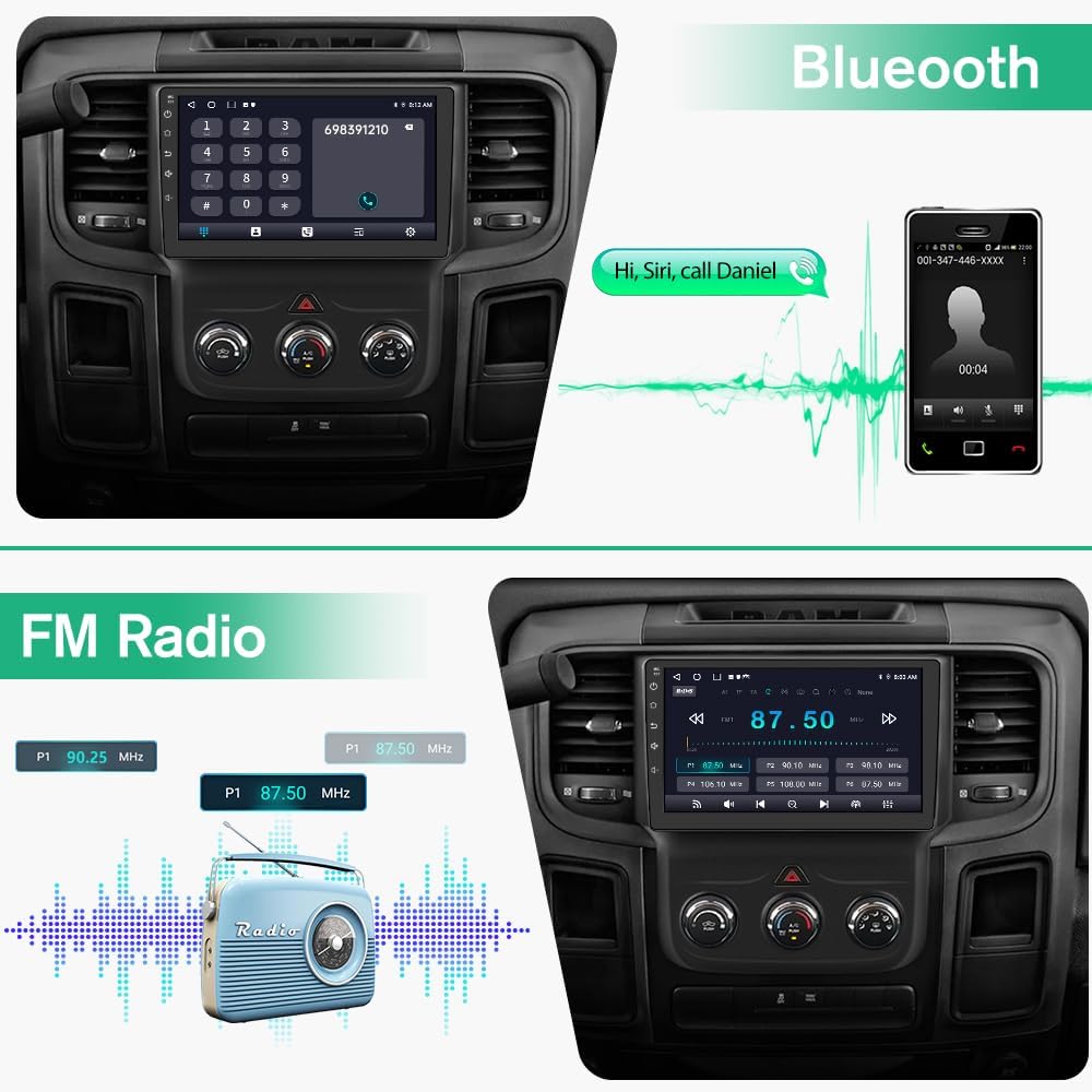 RADIO ESTÉREO PARA AUTO JUNSUN PARA DODGE RAM 1500 2500 3500 2013-2018 ANDROID 13 2GB+64GB - 5