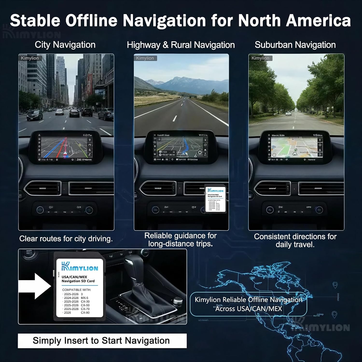 TARJETA SD DE NAVEGACIÓN KIMYLION PARA MAZDA 2024-2026 CON MAPAS USA/CANADÁ/MÉXICO - 2