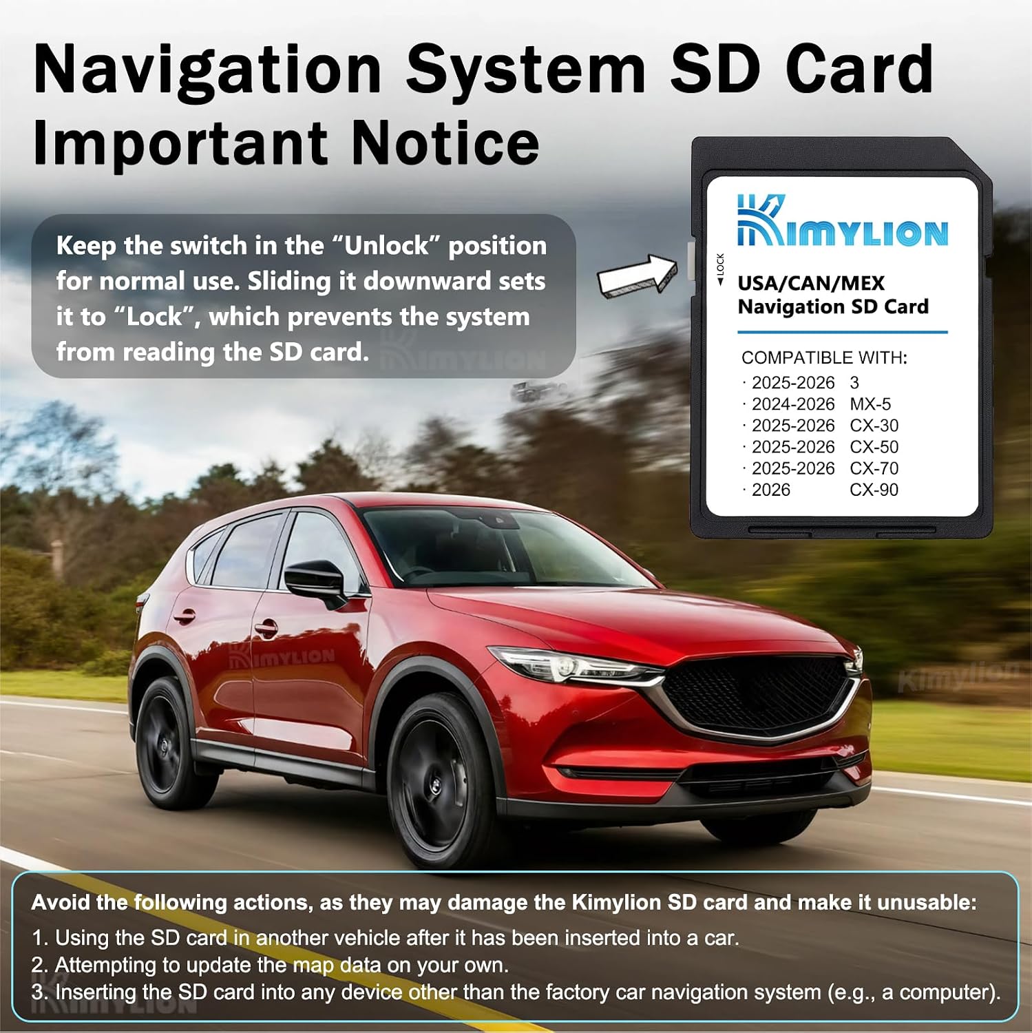 TARJETA SD DE NAVEGACIÓN KIMYLION PARA MAZDA 2024-2026 CON MAPAS USA/CANADÁ/MÉXICO - 5