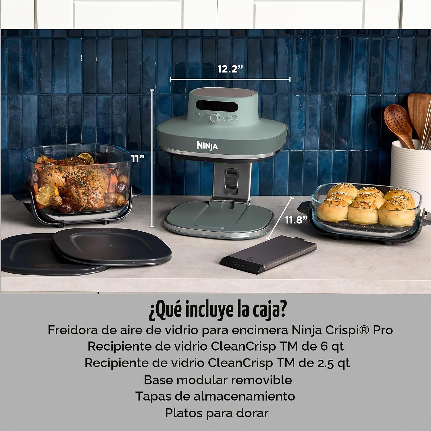 FREIDORA DE AIRE NINJA CRISPI PRO GLASS 6 EN 1 AMBAR 6 QT - 2