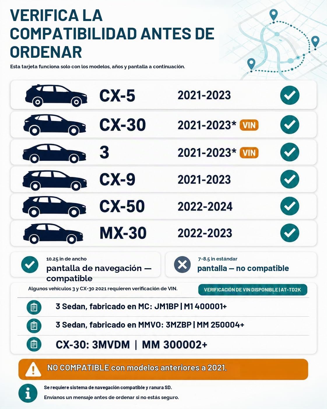 TARJETA SD DE NAVEGACIÓN GPS ANTURE 2026 PARA MAZDA CX-5 CX-30 CX-9 Y MAZDA3 2021-2023 - 3