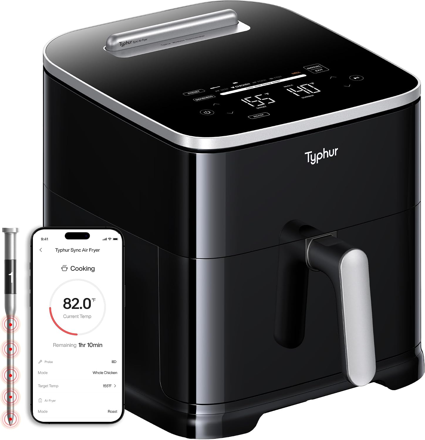 FREIDORA DE AIRE TYPHUR SYNC 8QT CON TERMÓMETRO INALÁMBRICO INTEGRADO - 1