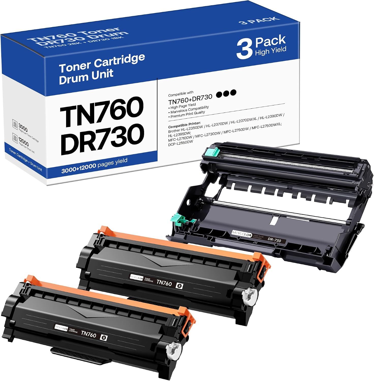 TÓNER Y TAMBOR PARA BROTHER TN760 DR730 MCYCOLOR - 1