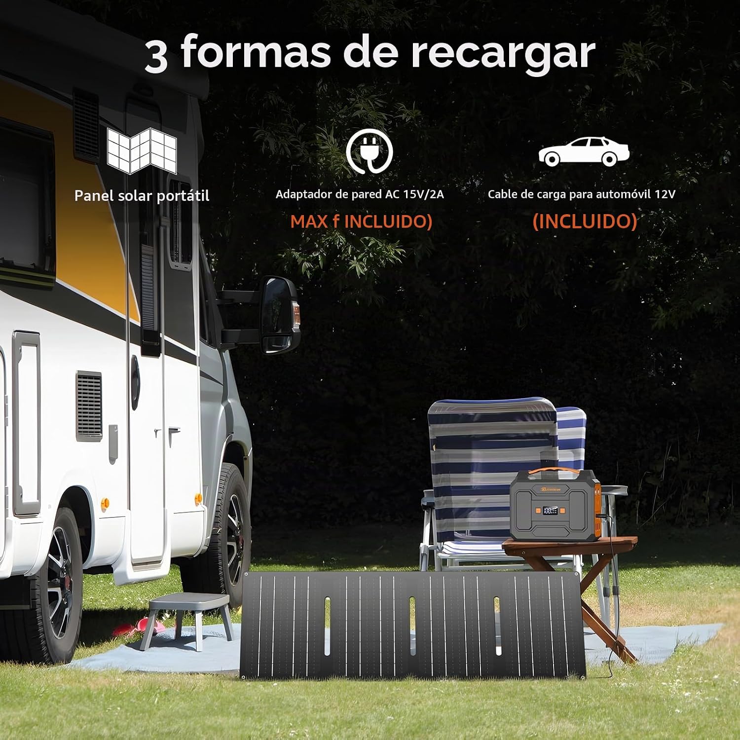GENERADOR ELÉCTRICO PORTÁTIL ZEROKOR 100W CON SALIDA AC 110V - 4