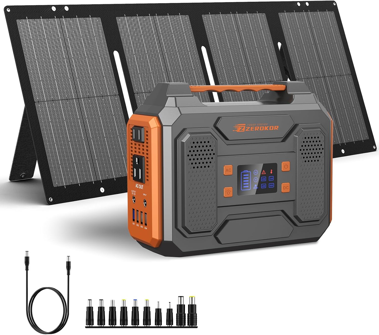 GENERADOR SOLAR PORTÁTIL ZEROKOR 300W CON PANEL SOLAR 60W - 1