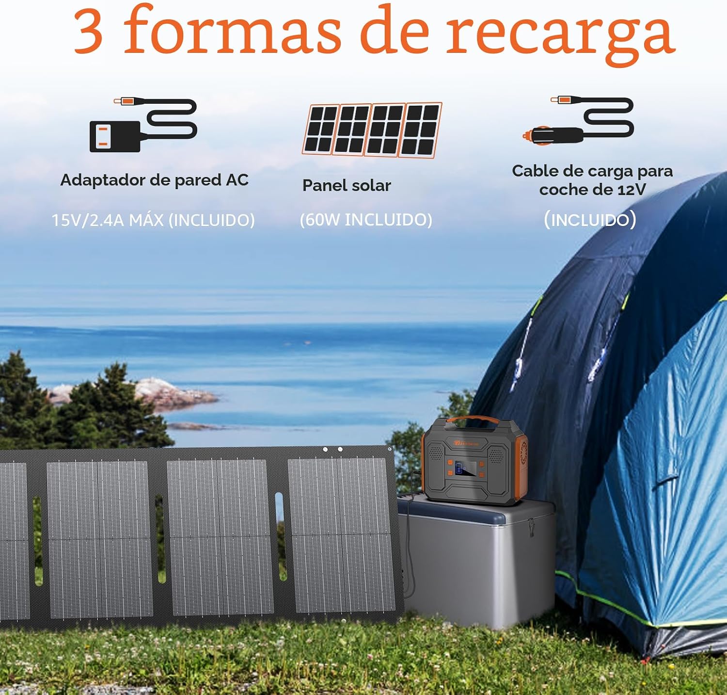 GENERADOR SOLAR PORTÁTIL ZEROKOR 300W CON PANEL SOLAR 60W - 4