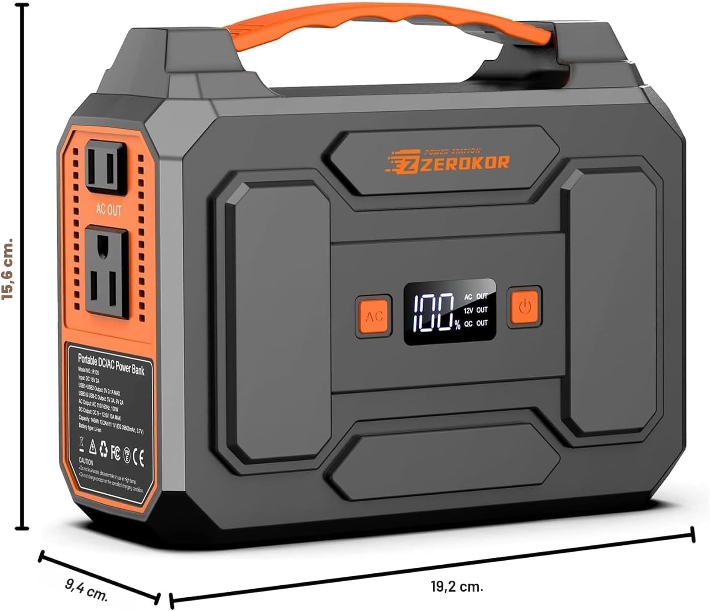 GENERADOR ELÉCTRICO PORTÁTIL ZEROKOR 100W CON PANEL SOLAR 40W - 3