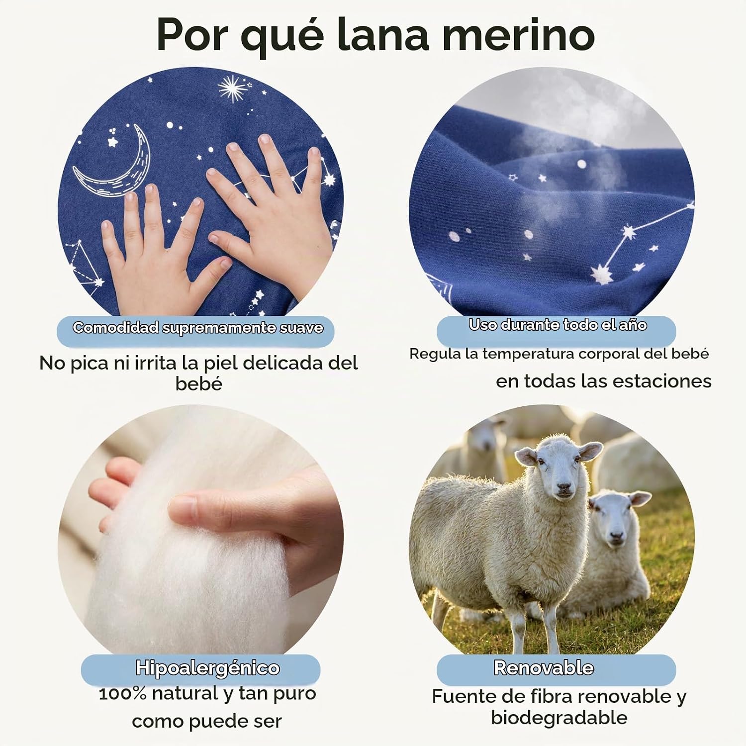 SACO DE DORMIR PARA BEBÉ COSYDIARY MERINO WOOL Y COTTON TALLA UNIVERSAL AJUSTABLE CON CIERRE 2 VÍAS - 3
