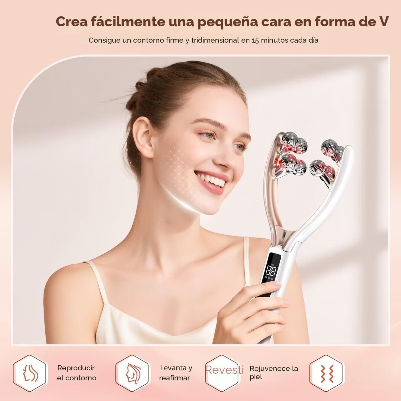 MASAJEADOR FACIAL DOGEYVOLLAR CON VIBRACIÓN Y CALOR PARA DRENAJE LINFÁTICO Y RELAJACIÓN - 3
