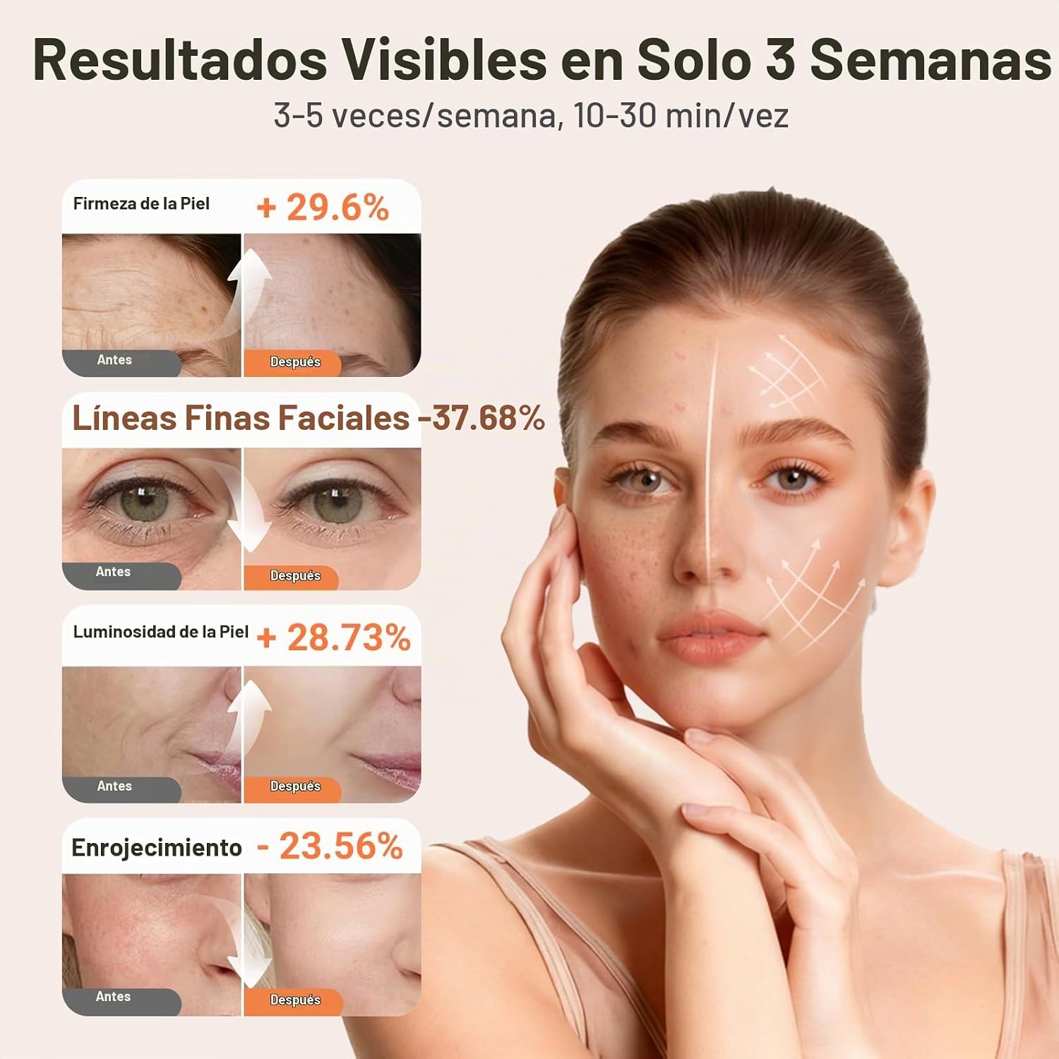MÁSCARA FACIAL LED 3 EN 1 GLEELAR CON TERAPIA DE LUZ ROJA APROBADA POR FDA - 4