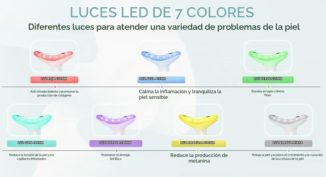 MASAJEADOR FACIAL TLINNA 7 COLORES RED-LIGHT TERAPIA PARA ROSTRO Y CUELLO VIBRATORIO NEGRO - 3