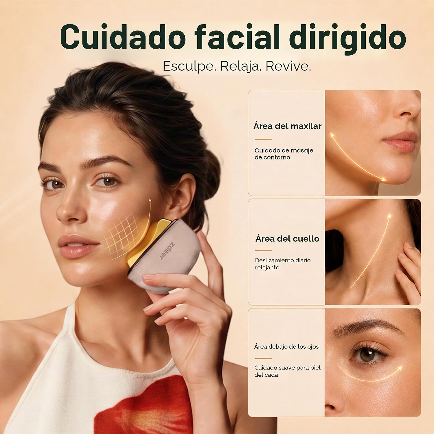 HERRAMIENTA ELÉCTRICA GUA SHA ZDEER GS5 ROSA CON LUZ ROJA Y MASAJE TÉRMICO - 2