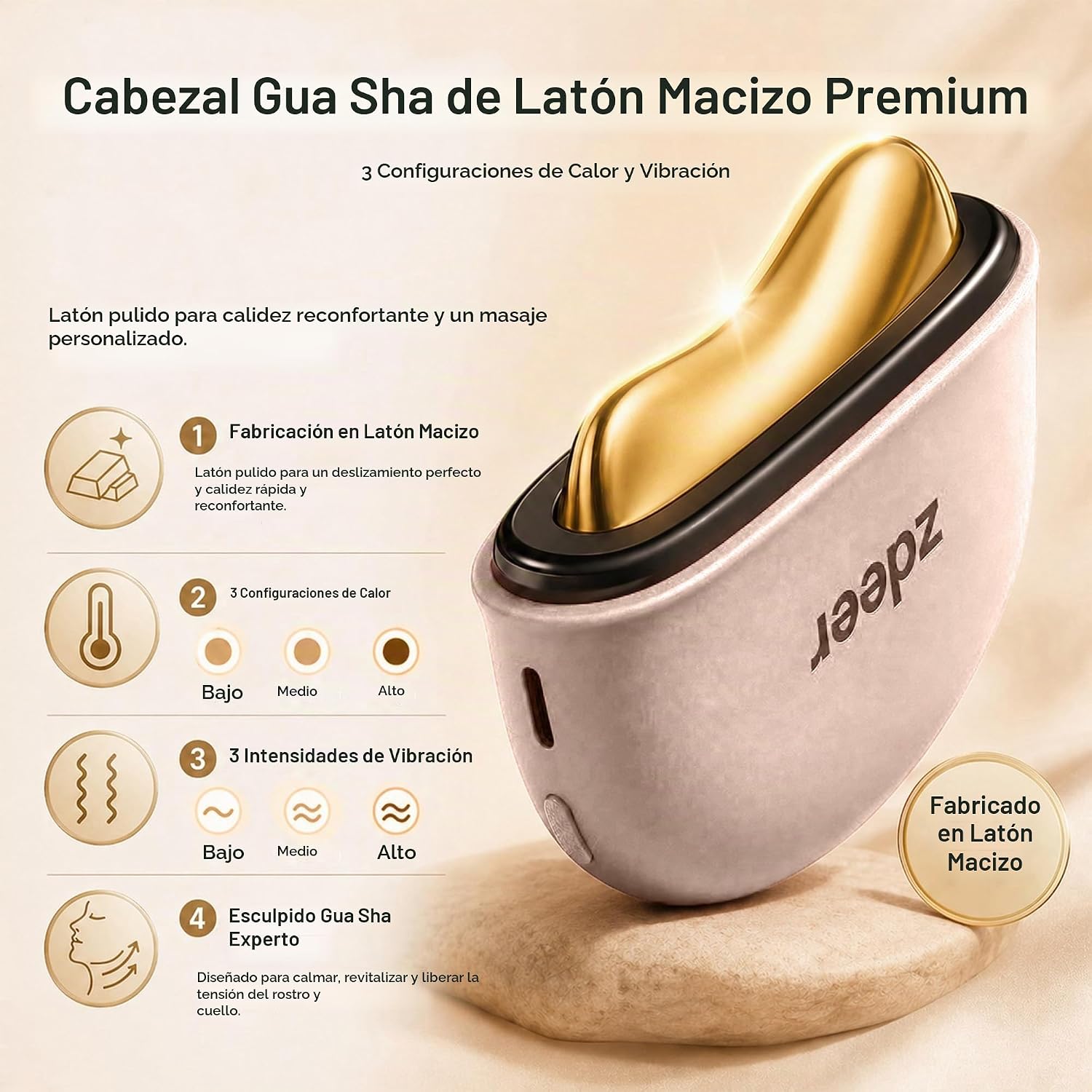 HERRAMIENTA ELÉCTRICA GUA SHA ZDEER GS5 ROSA CON LUZ ROJA Y MASAJE TÉRMICO - 4