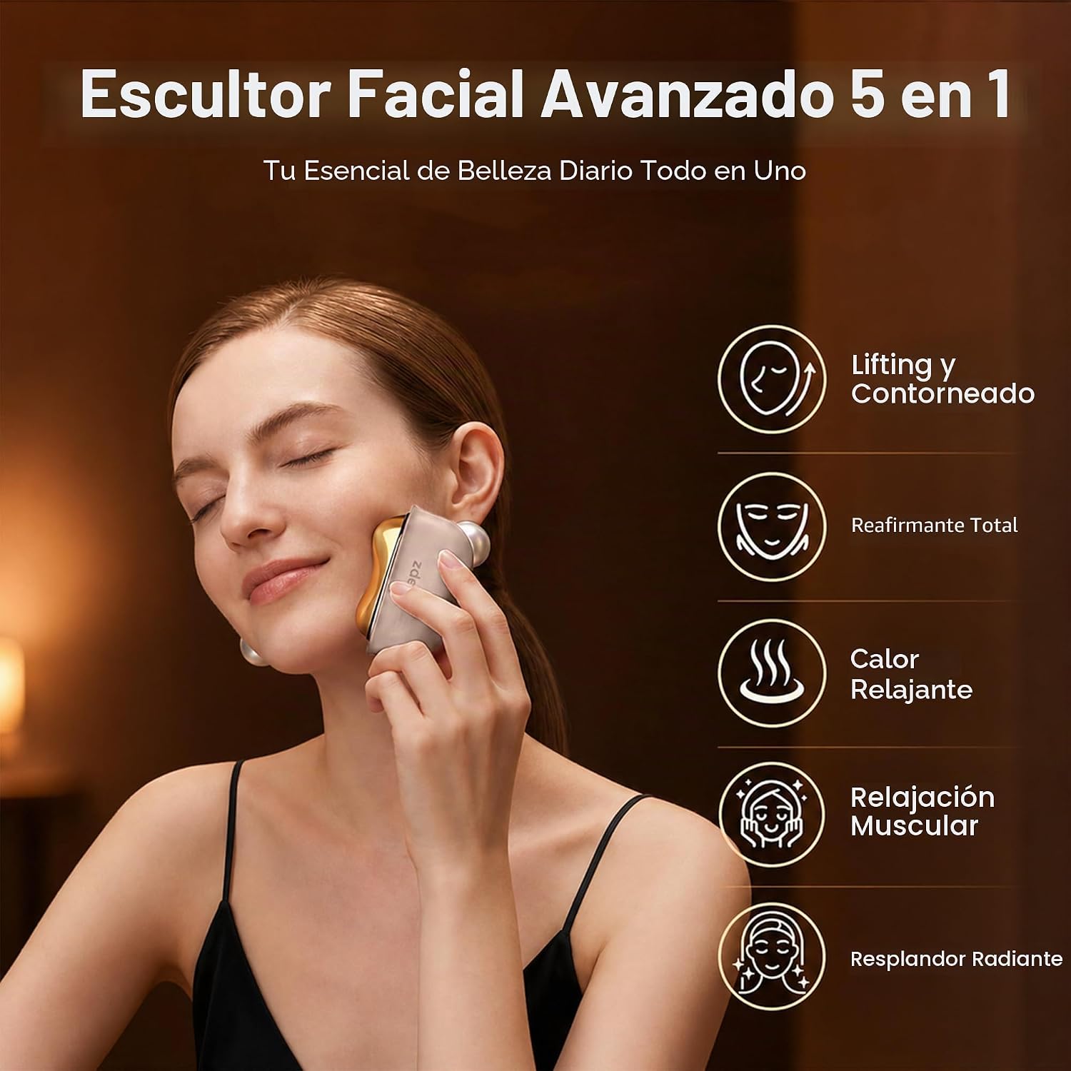 HERRAMIENTA ELÉCTRICA GUA SHA ZDEER GS5 ROSA CON LUZ ROJA Y MASAJE TÉRMICO - 5