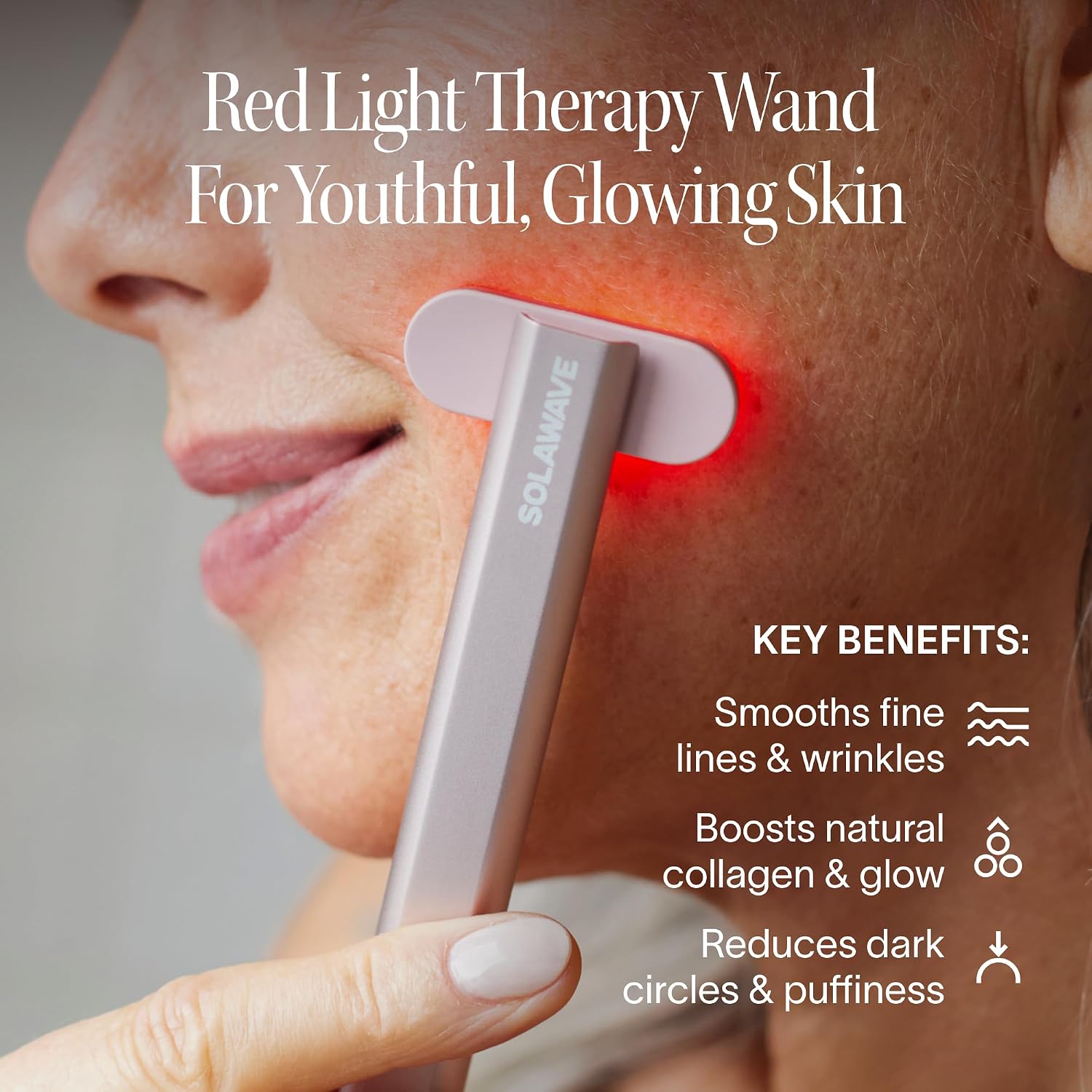 DISPOSITIVO DE TERAPIA DE LUZ ROJA 4 EN 1 SOLAWAVE PARA ROSTRO Y CUELLO CON SUERO ACTIVADOR - 2