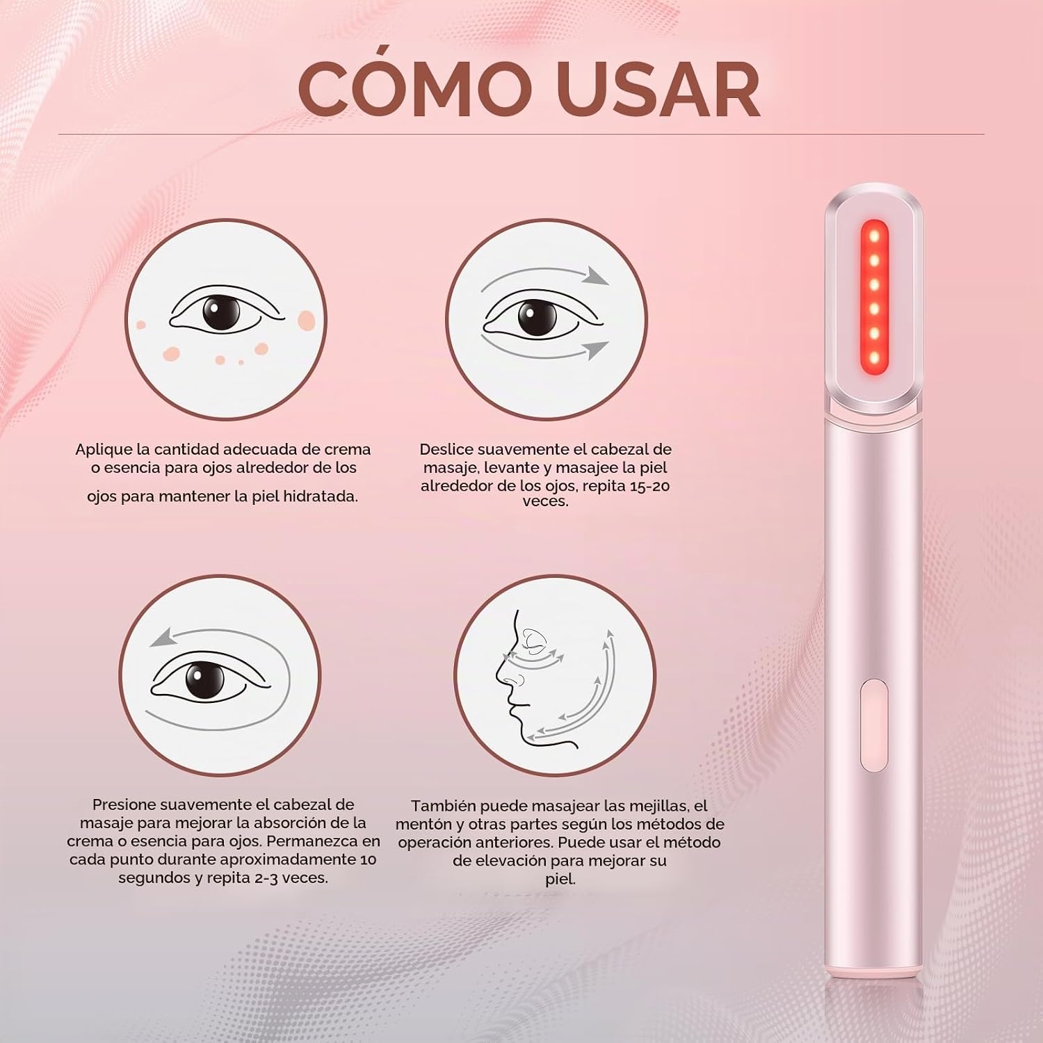 DISPOSITIVO FACIAL LONDXIN 4 EN 1 CON TERAPIA DE LUZ ROJA Y MICROCORRIENTE PARA ROSTRO Y CUELLO - 5