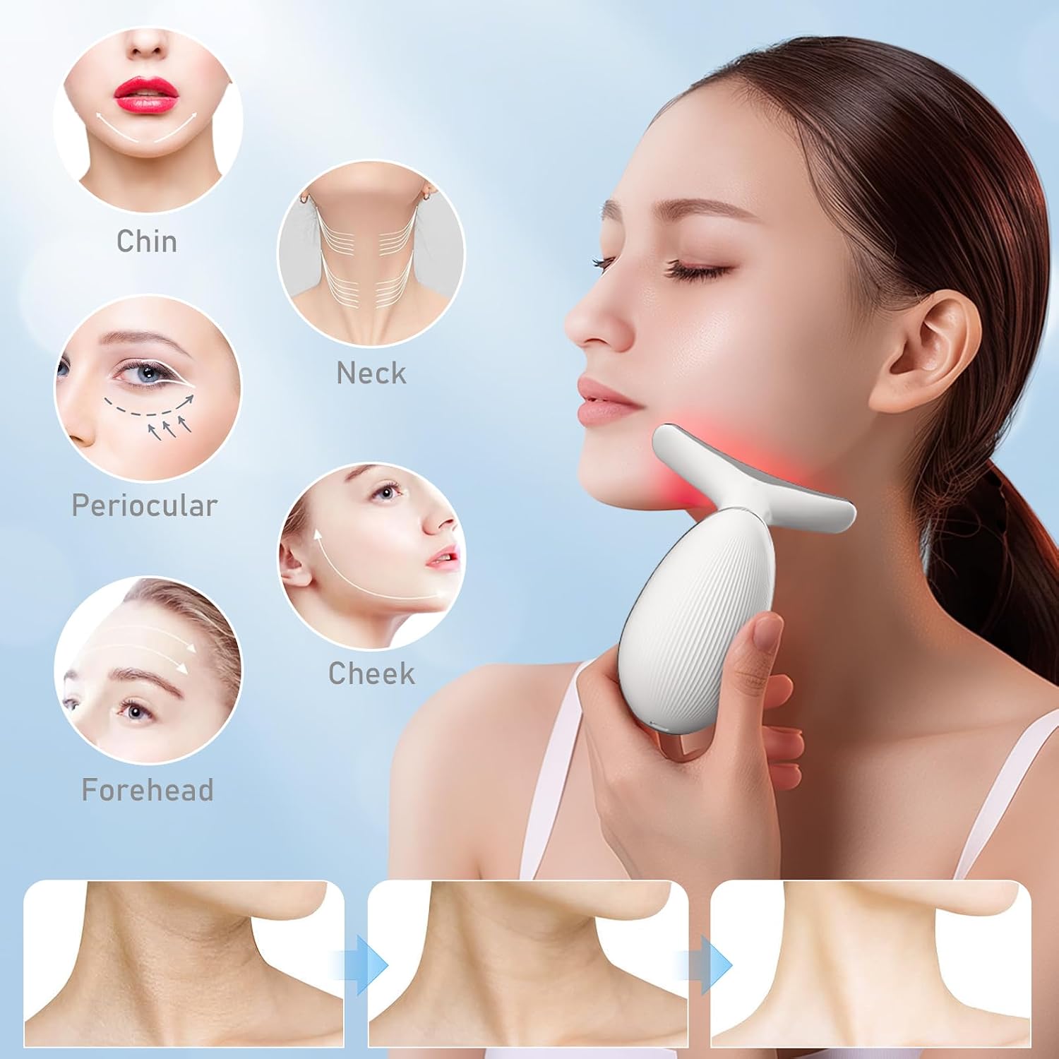 DISPOSITIVO ELÉCTRICO PARA LIFTING FACIAL Y DE CUELLO COCOBEEN BLANCO - 4