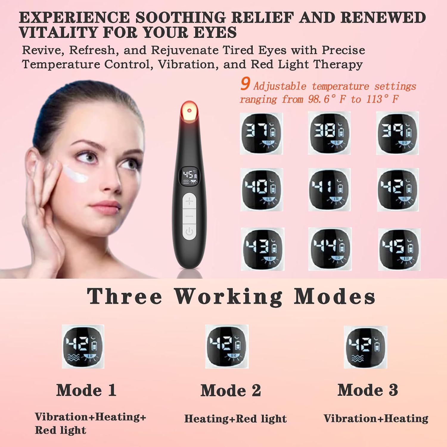 DISPOSITIVO PARA OJOS VOWLEIKE HEATED EYE WAND 3 EN 1 VIBRADOR NEGRO - 5