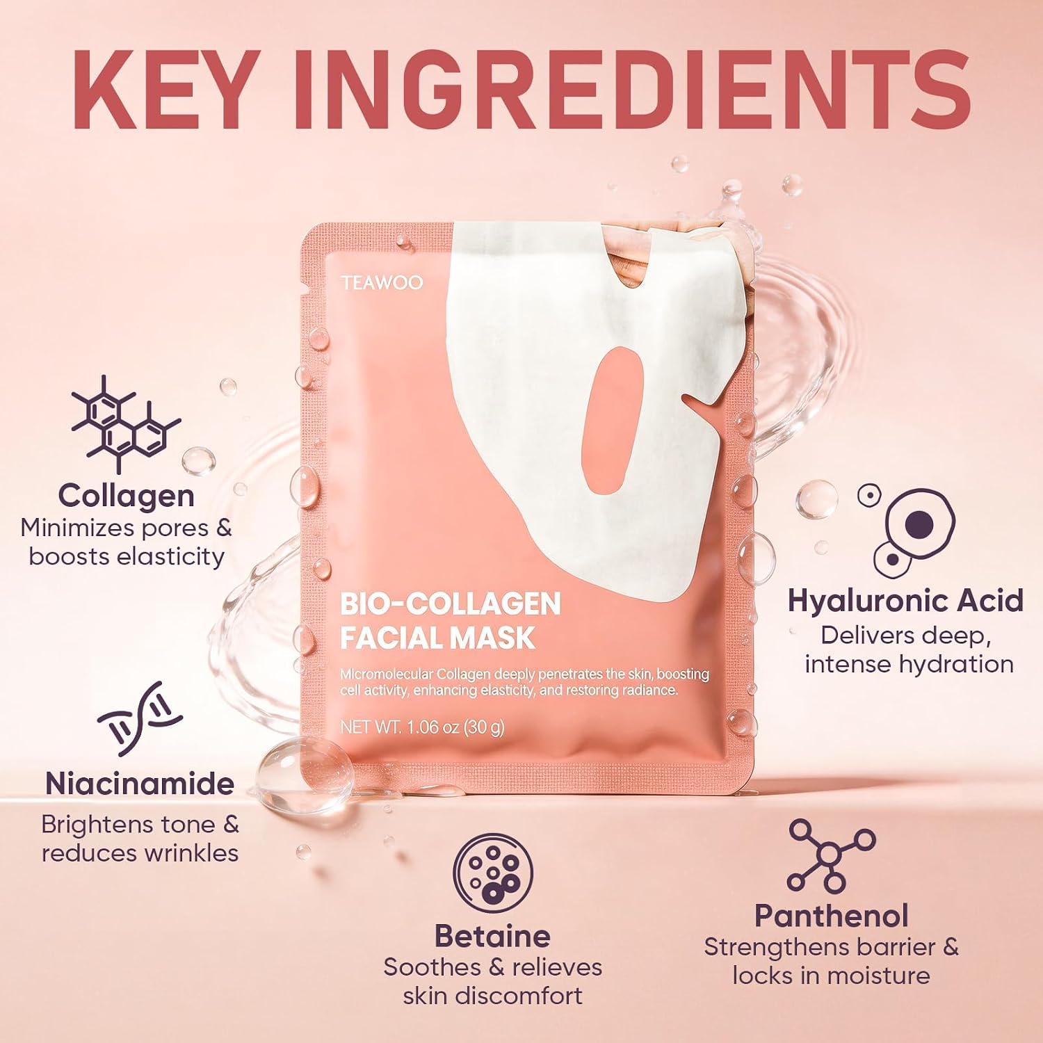 MASCARILLA FACIAL BIO-COLLAGEN TEAWOO 8 UNIDADES - 2