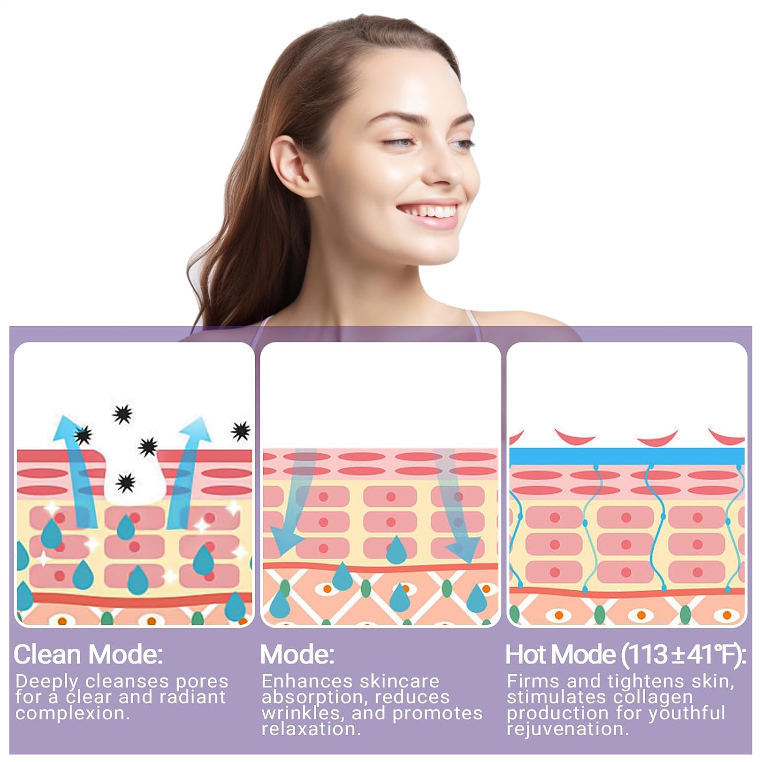 MASAJEADOR FACIAL Y DE CUELLO KYOTTANI 3 MODOS CON VIBRACIÓN BLANCO - 2